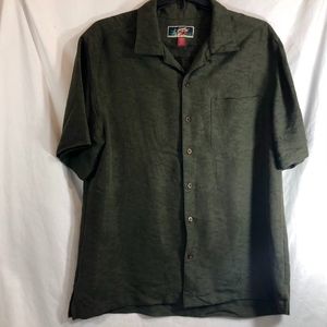 LaCabana Mens Sz L Button Up Shirt Army Green
